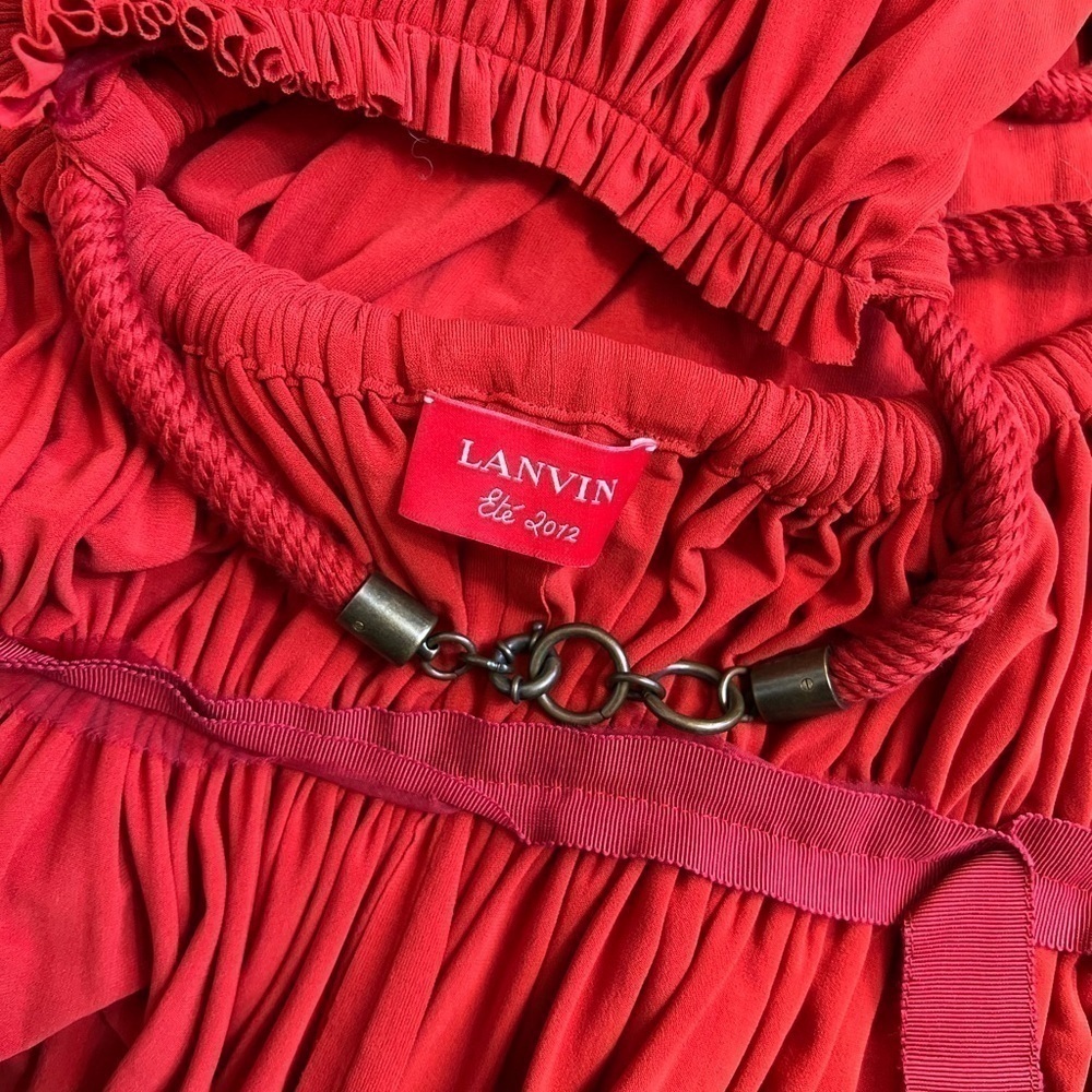 Lanvin Red Grecian Style Dress Gown - Picture 11 of 11